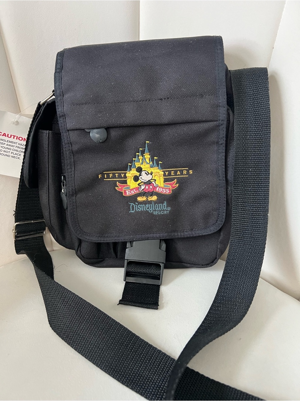 Disney Black crossbody Bag with Multicolor 50th Anniversary Mickey Patch